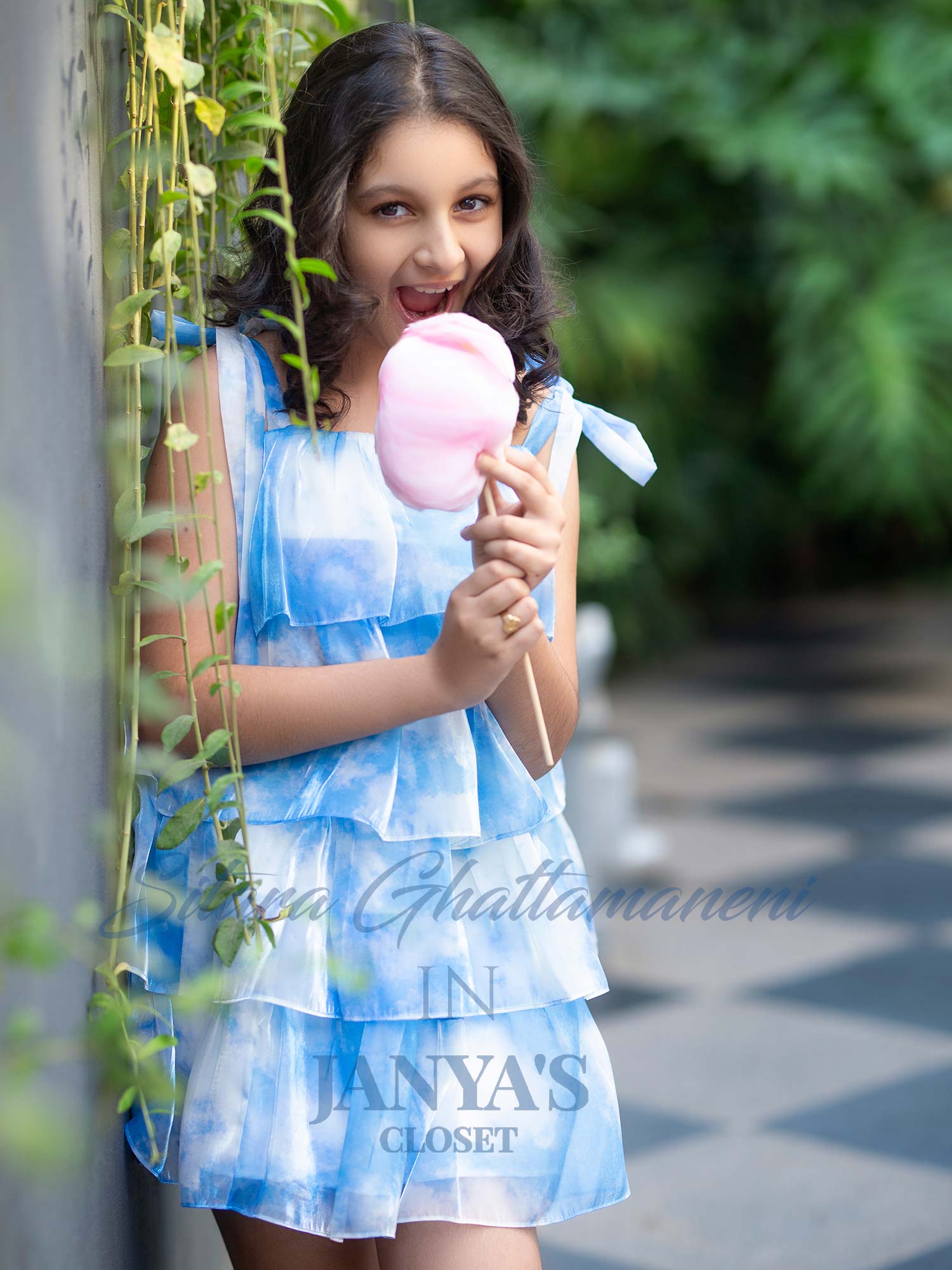 Sample Cloud Print Layered Dress With Hair Pin