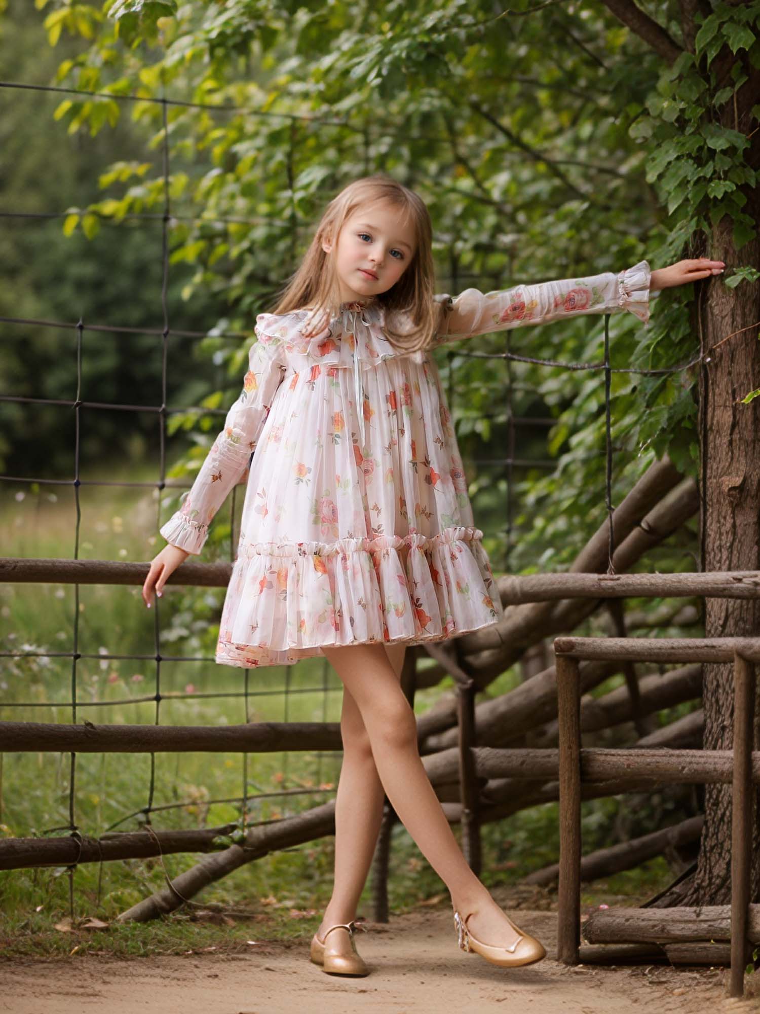 Sample Baby Dolce Floral Digital Print Party Dress For Girls