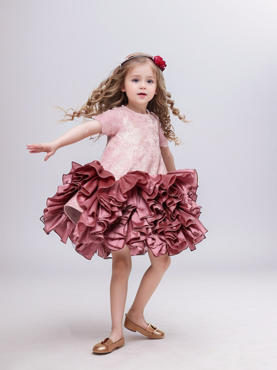 Sample JANYAS CLOSET  Mauve Majestic Tulle Dream Dress With Hair Pin*