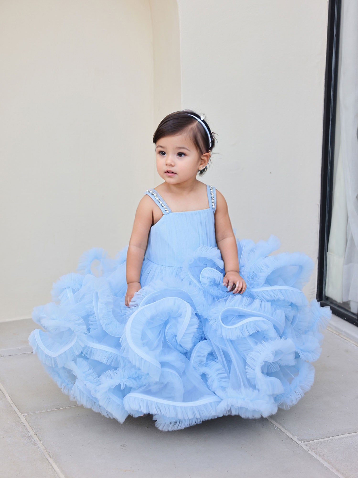 Sale Blue Perfect Frill Gown