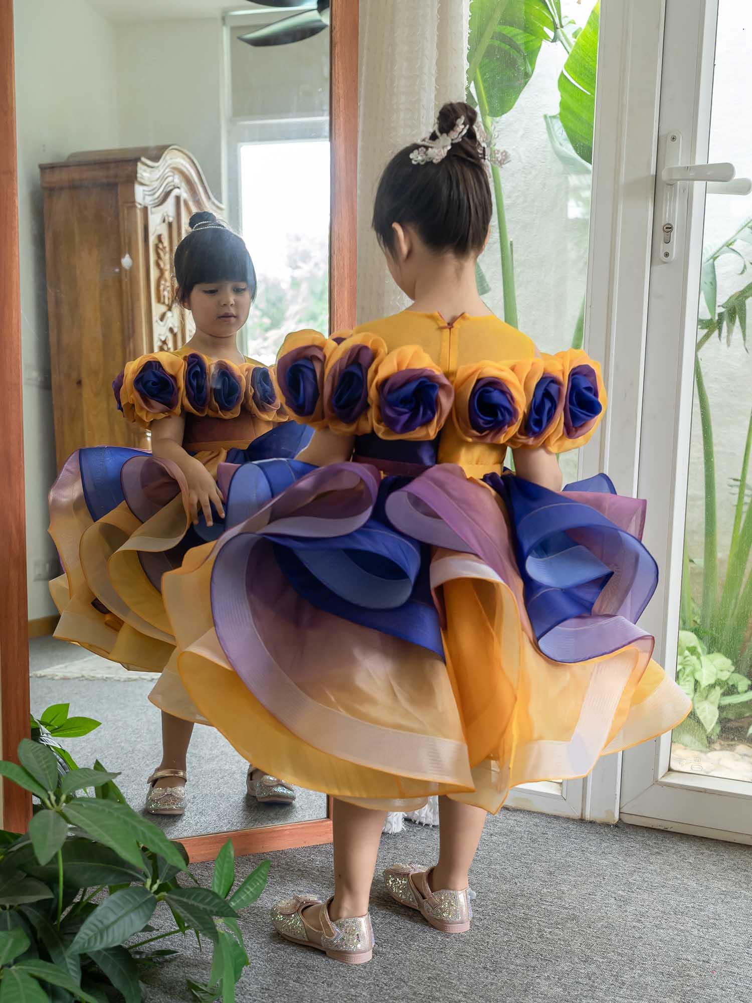 JANYAS CLOSET Rosette Royale Ombre Convertible Dress