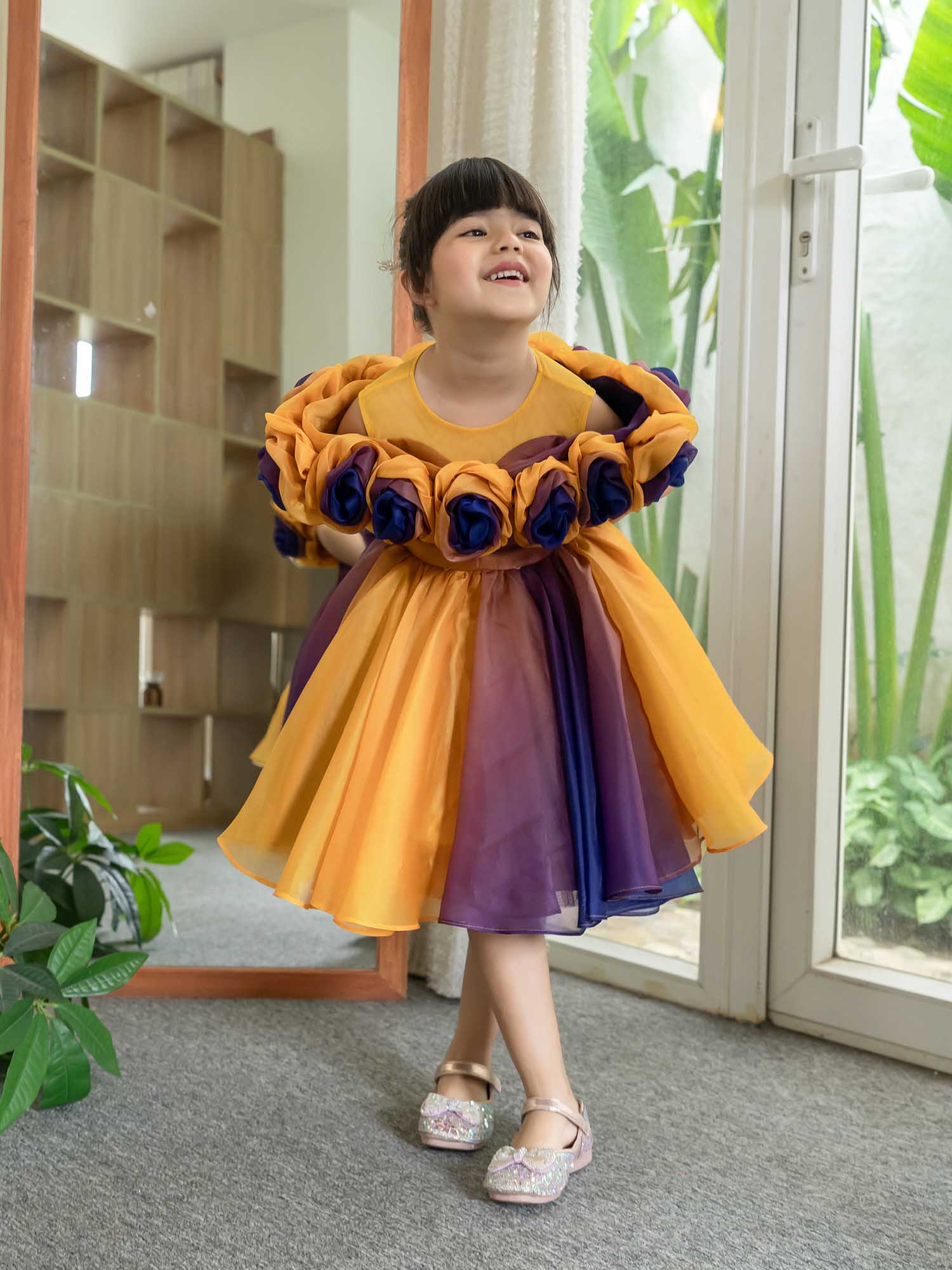 JANYAS CLOSET Rosette Royale Ombre Party Dress