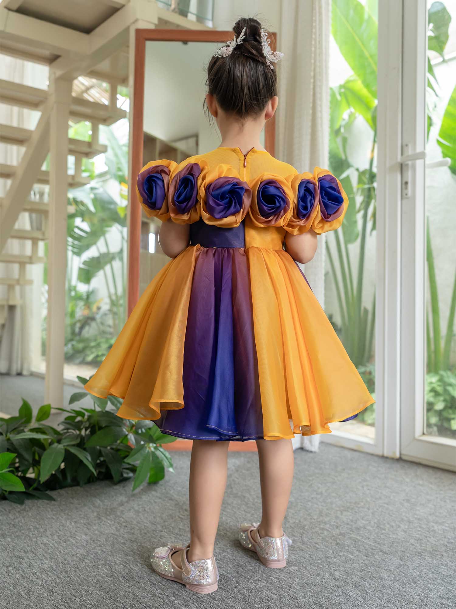 JANYAS CLOSET Rosette Royale Ombre Party Dress