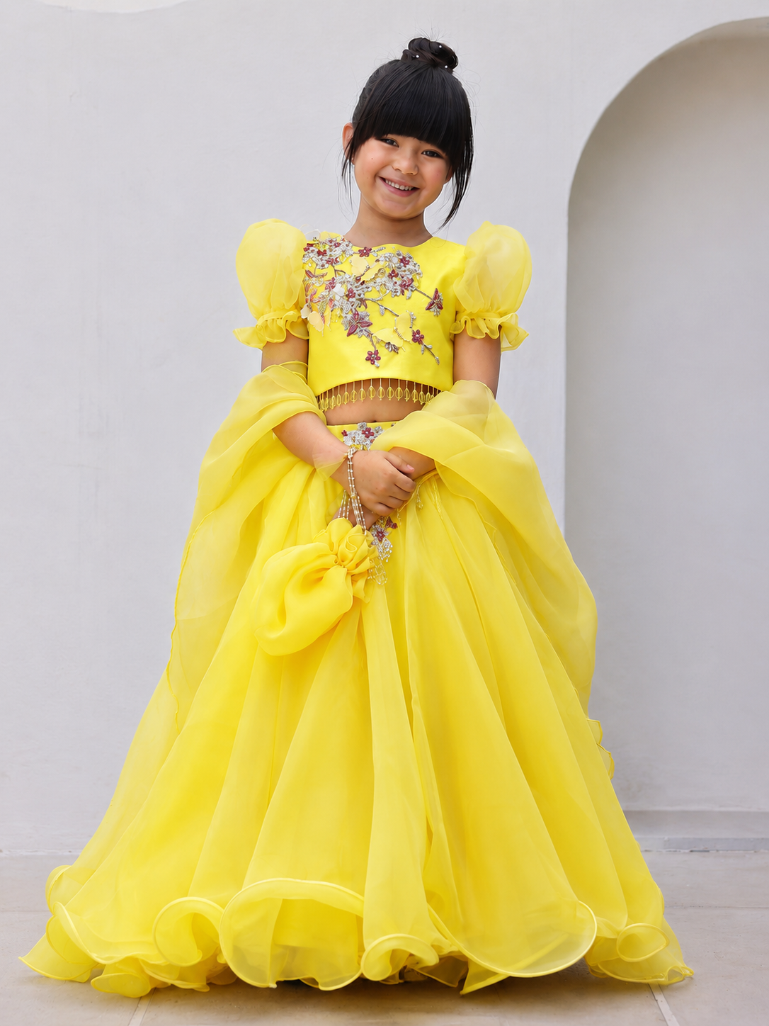 Yellow Embroidered Festive Lehenga Set