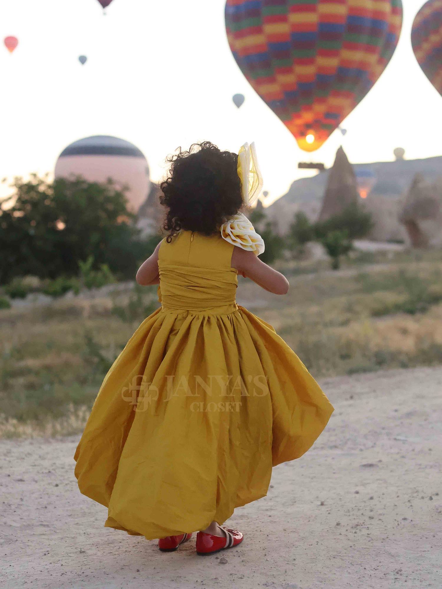 Girls Yellow High Low Katarina Dress With Hair Pin