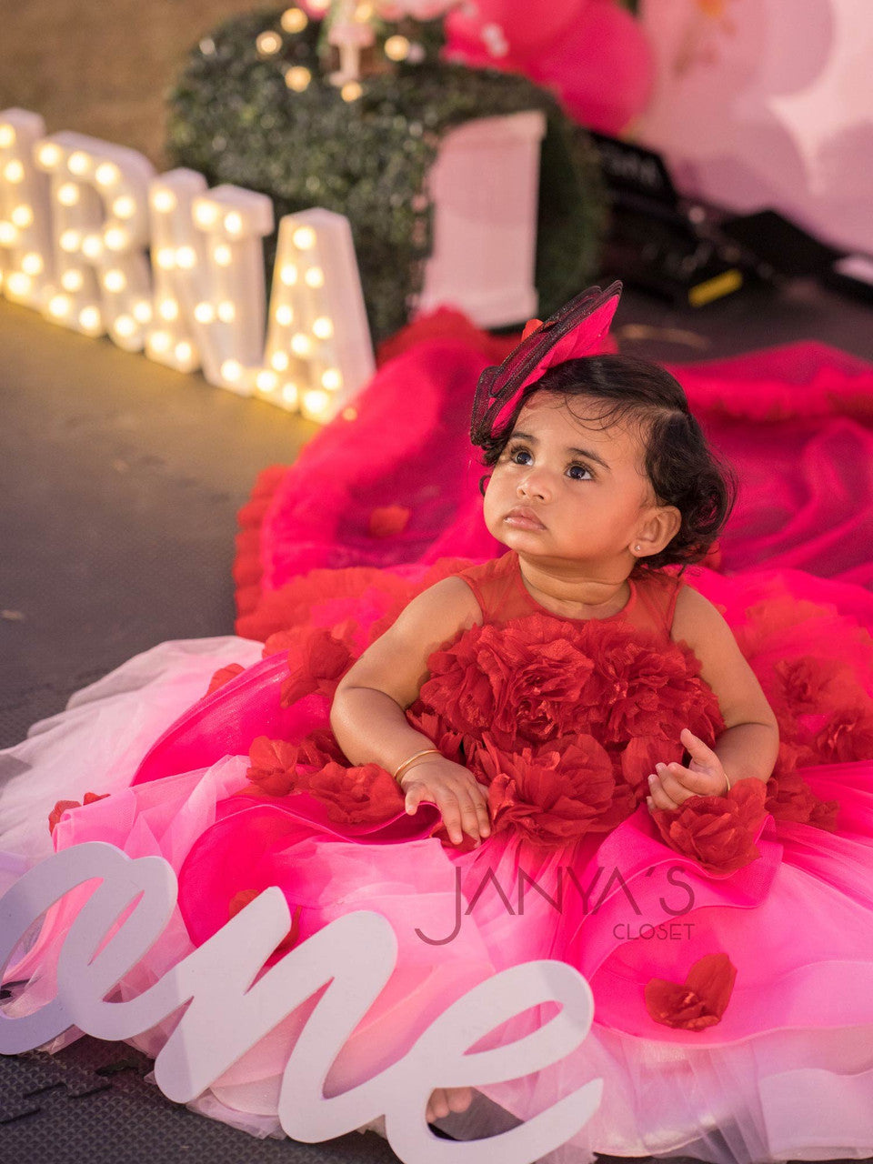 JANYAS CLOSET Sample Baby Shaded Red Fantasy Gown