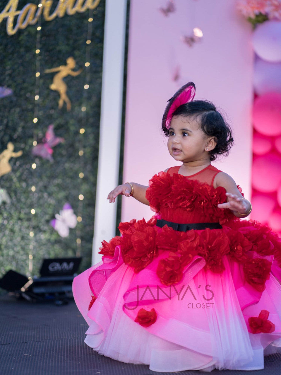 JANYAS CLOSET Sample Baby Shaded Red Fantasy Gown