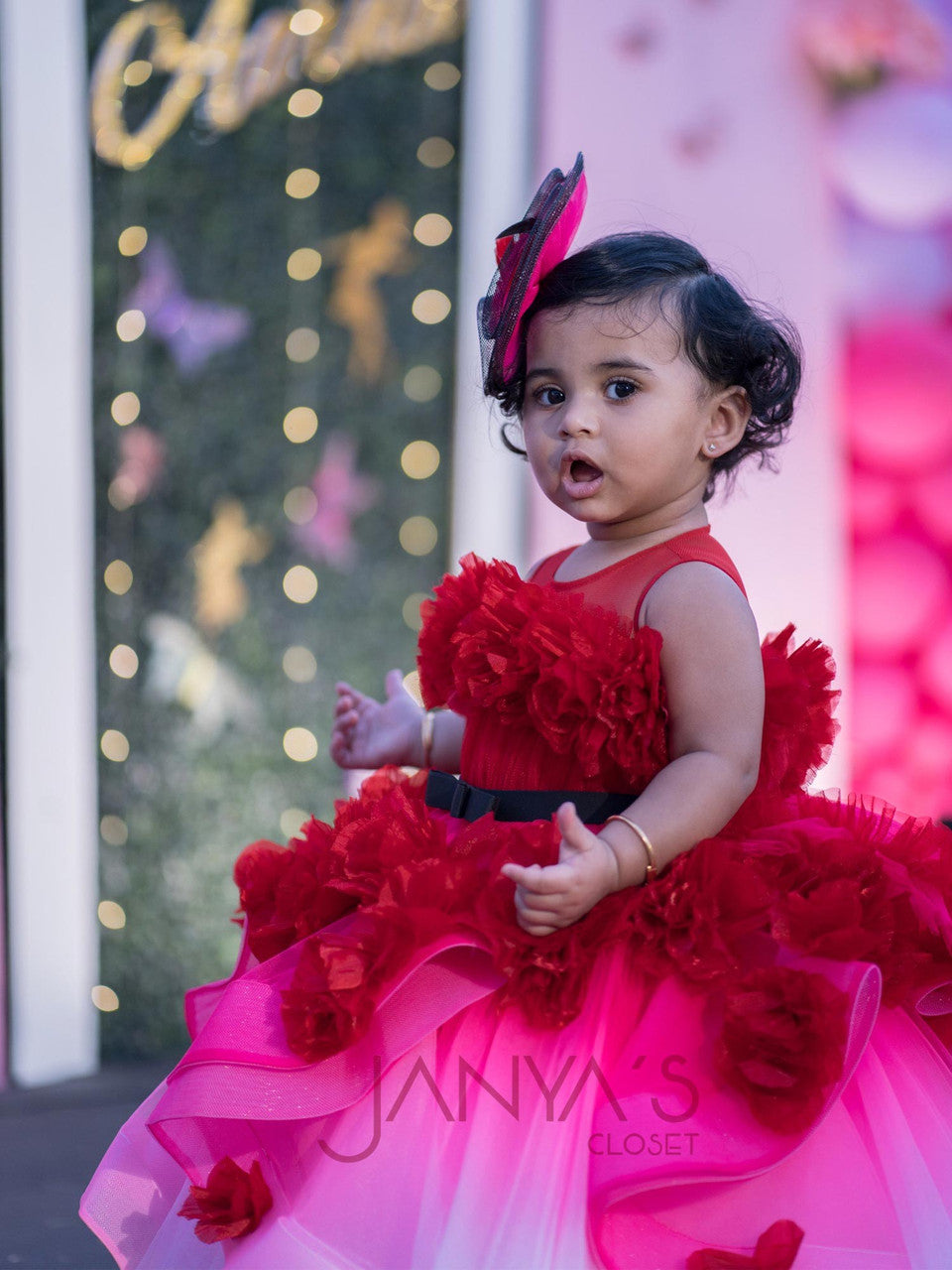 JANYAS CLOSET Sample Baby Shaded Red Fantasy Gown