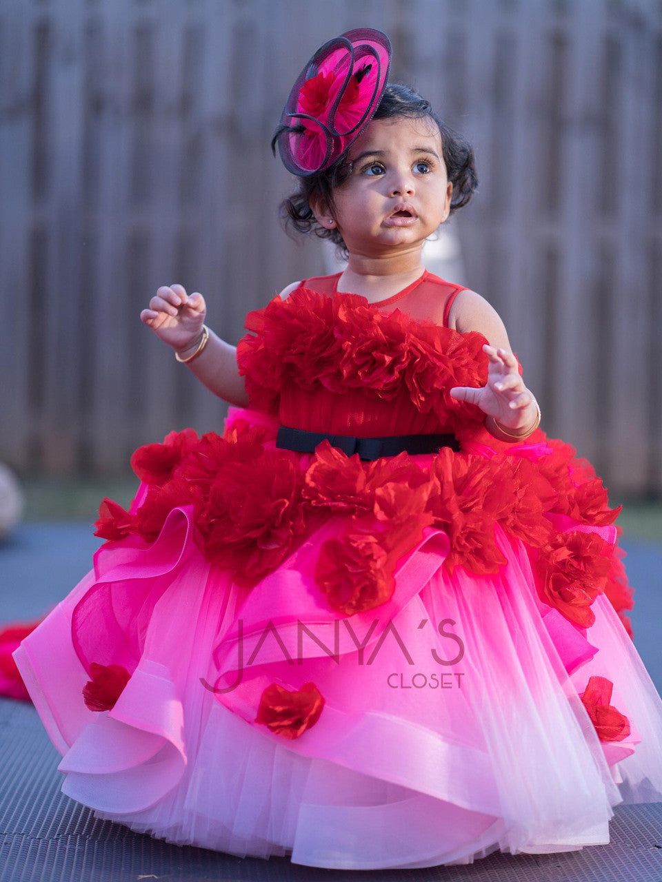 JANYAS CLOSET Sample Baby Shaded Red Fantasy Gown