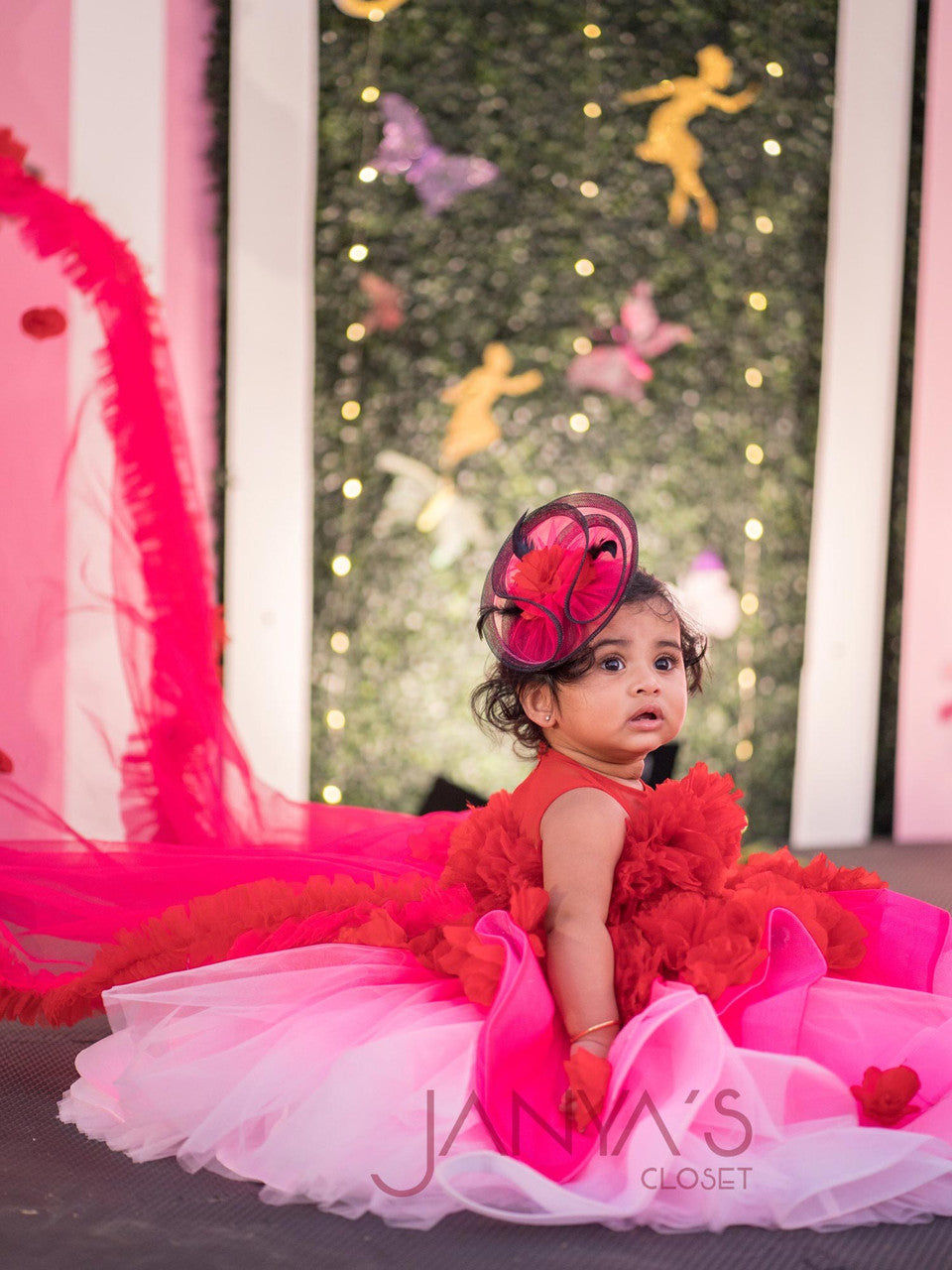 JANYAS CLOSET Sample Baby Shaded Red Fantasy Gown